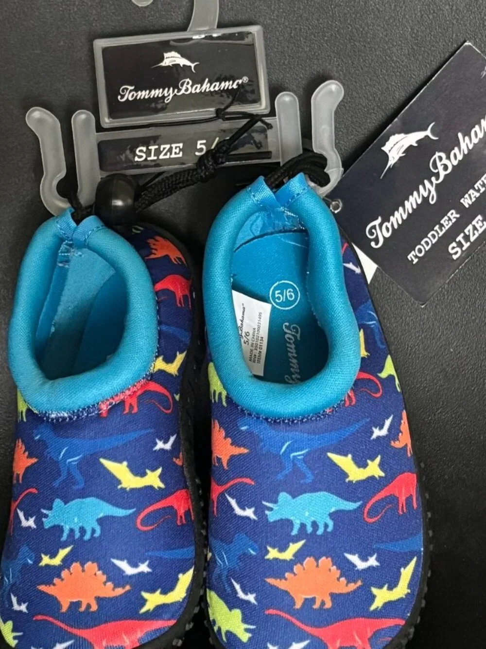 Tommy Bahama Kids Dinosaur Water Shoes Swim Shoes Blue Size 5/6 NWT
